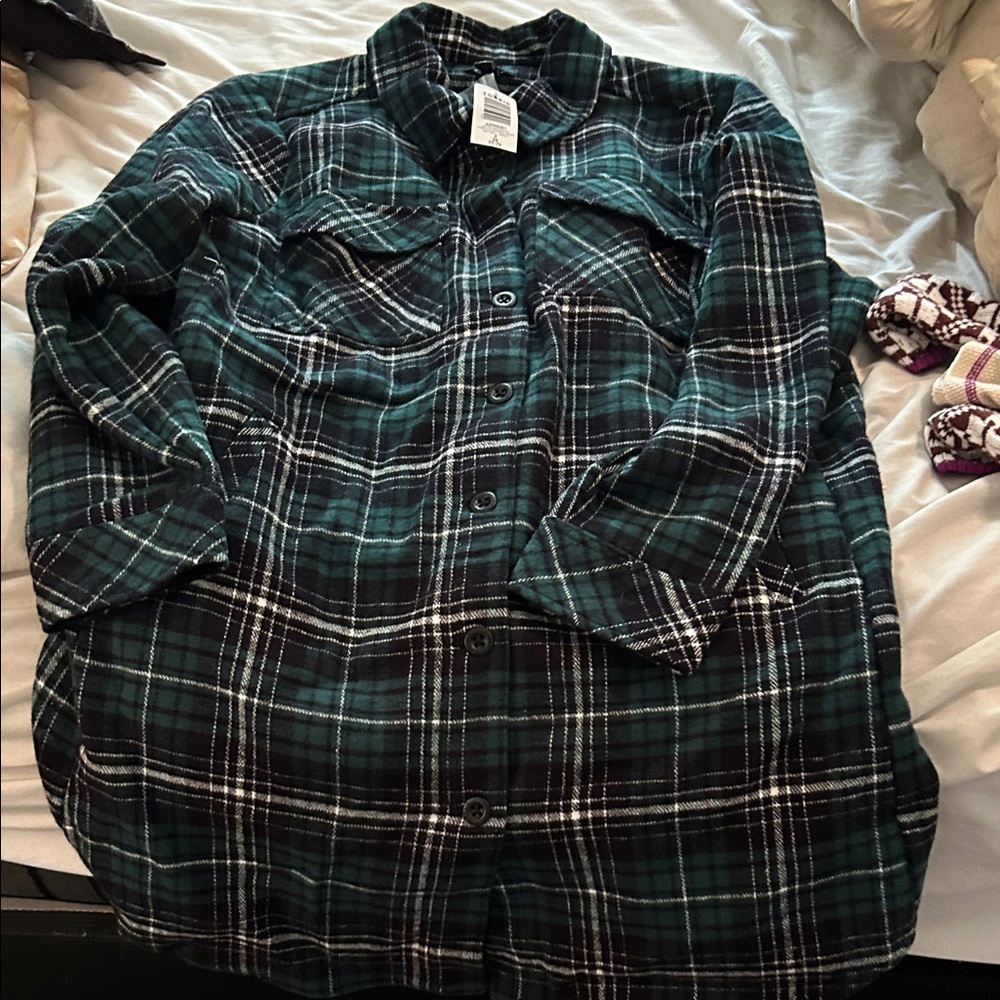 Torrid Dark Green‎ Plaid Button Down jacket